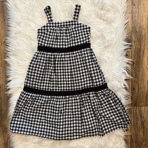 Janie and Jack Girls Gingham Sundress Size 4 Black White Cotton Dress